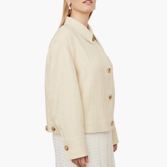 Vince Organic Cotton & Linen Twill Jacket Lemon Stone SZ 1X - Picture 2 of 16